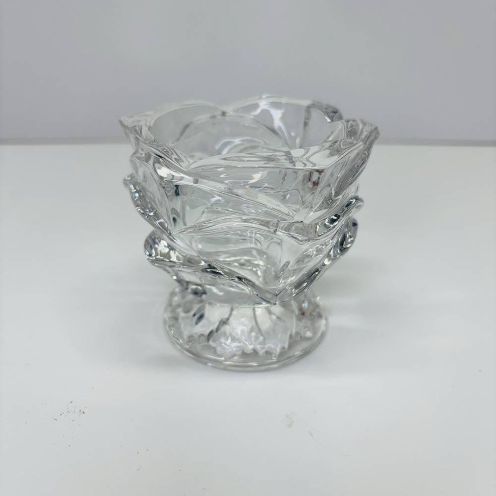 PartyLite Candle Holder P7295 Radiant Rose 24% Lead Crystal Votive Excellent